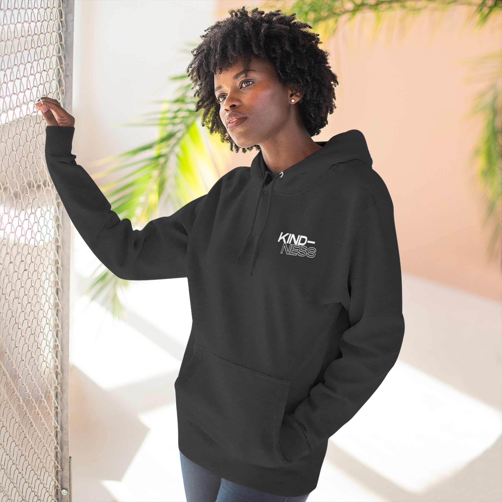 Kindness Lion Hoodie — 'Kindness' Three-Panel Fleece Pullover
