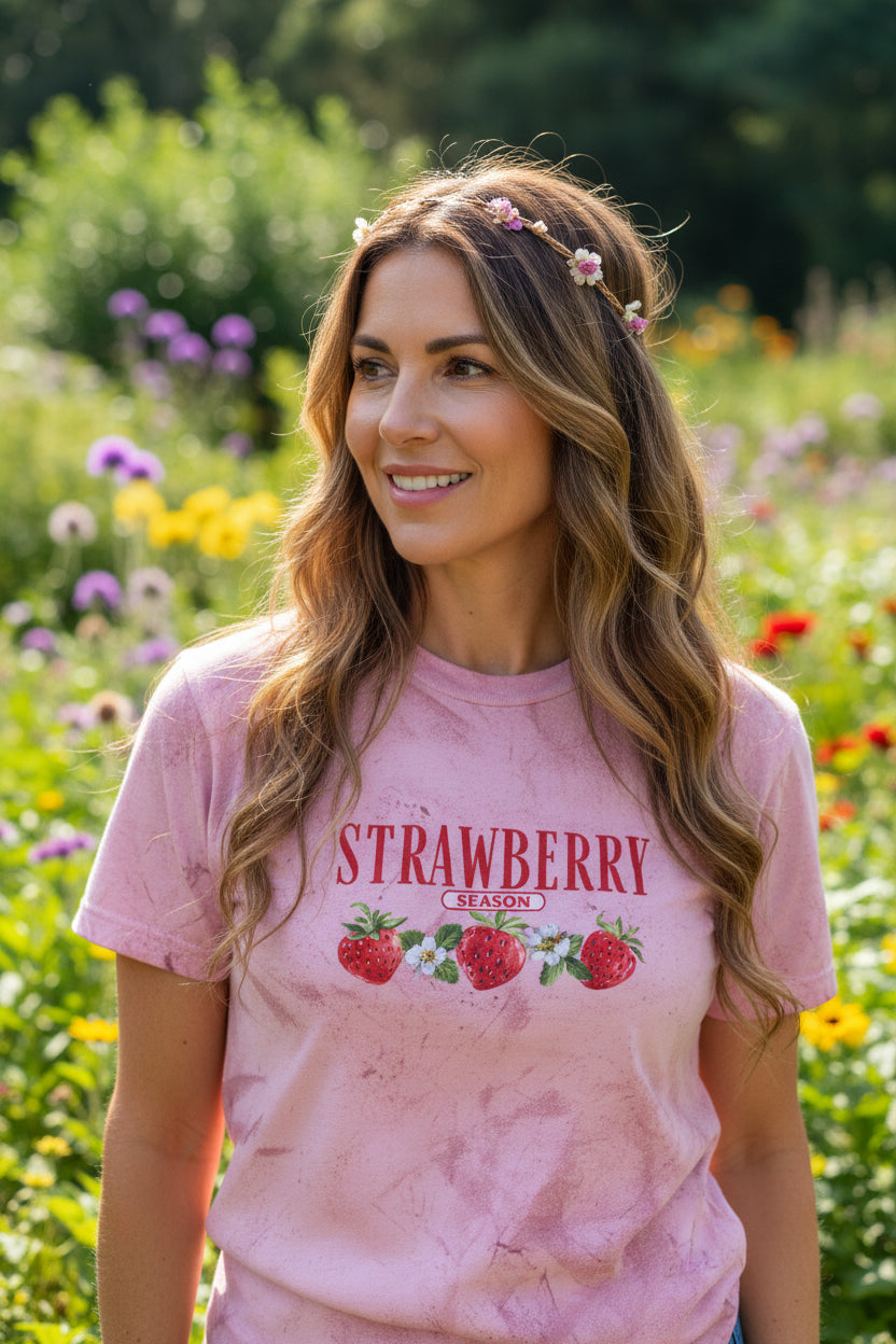 Strawberry Season Tie-Dye T-Shirt