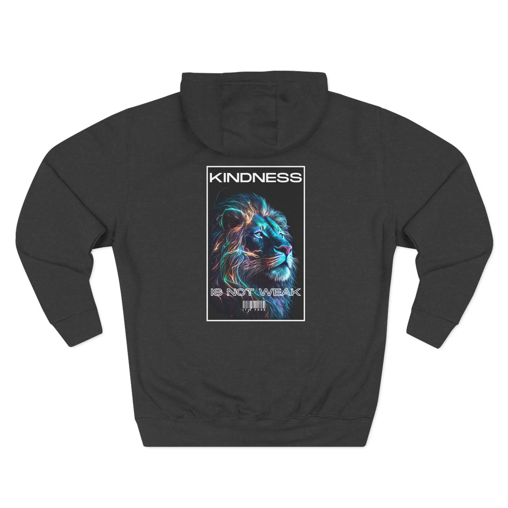 Kindness Lion Hoodie — 'Kindness' Three-Panel Fleece Pullover