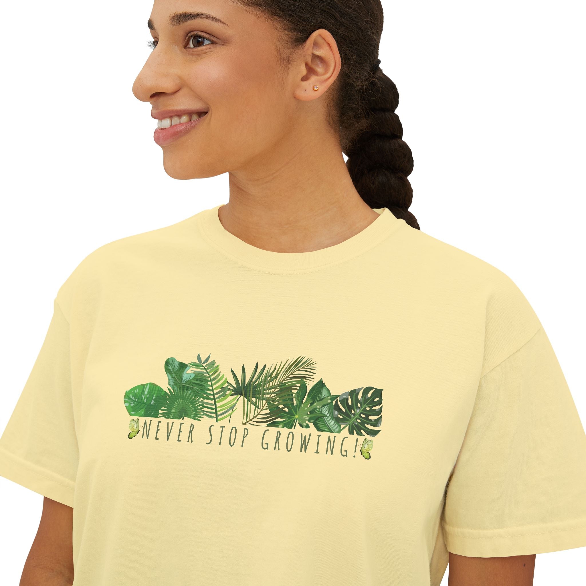 Botanical Boxy Tee: Never Stop Growing