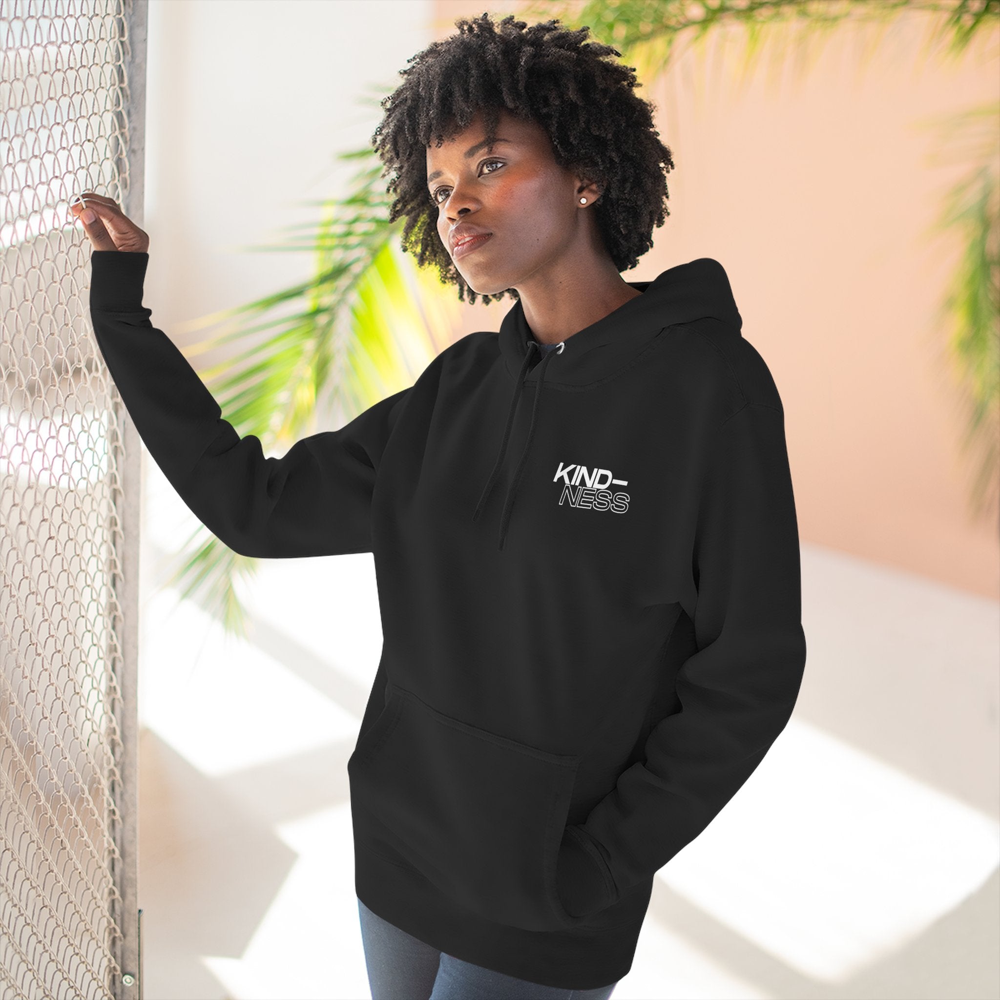 Kindness Lion Hoodie — 'Kindness' Three-Panel Fleece Pullover