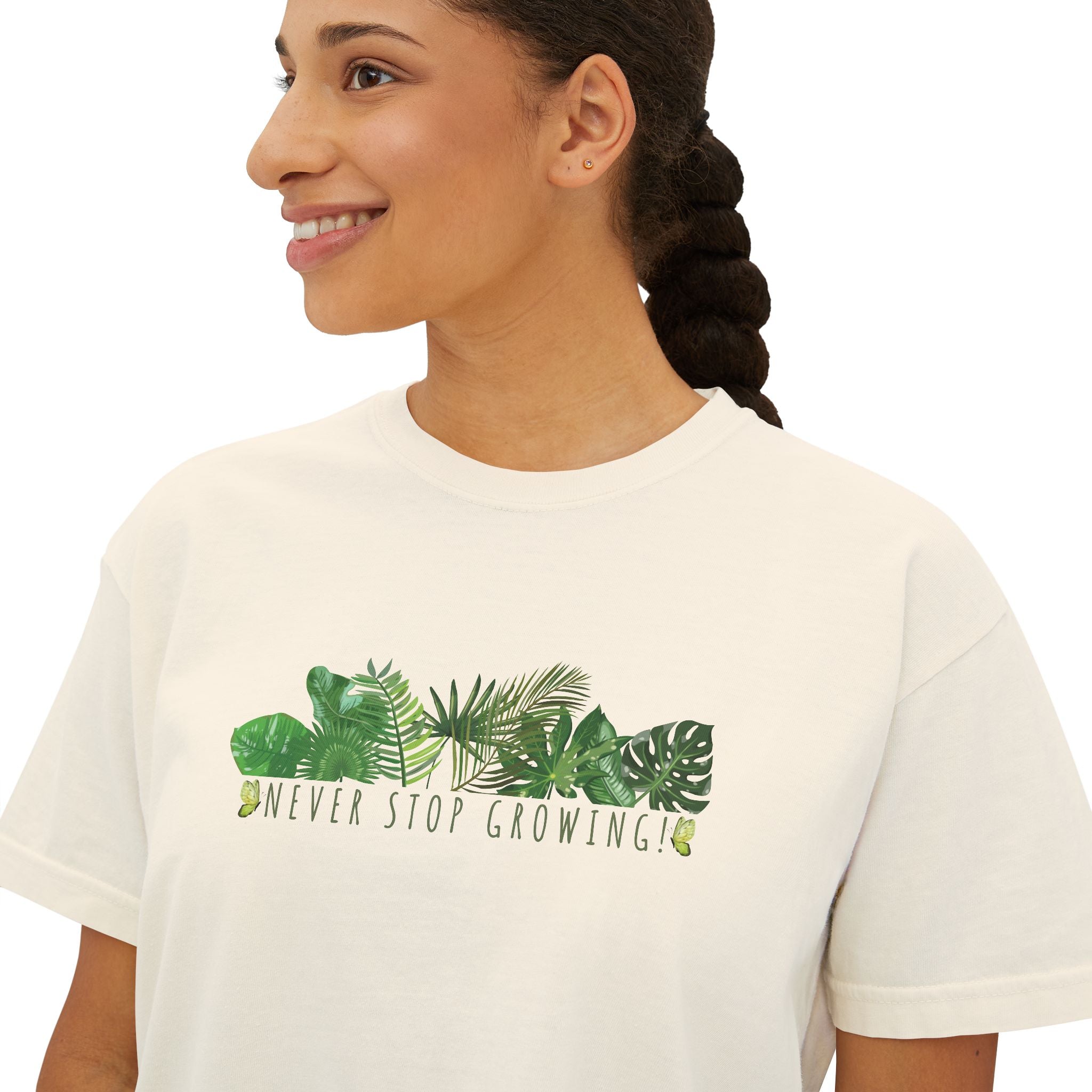 Botanical Boxy Tee: Never Stop Growing