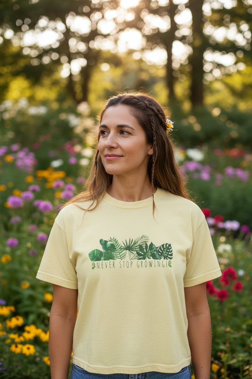 Botanical Boxy Tee: Never Stop Growing