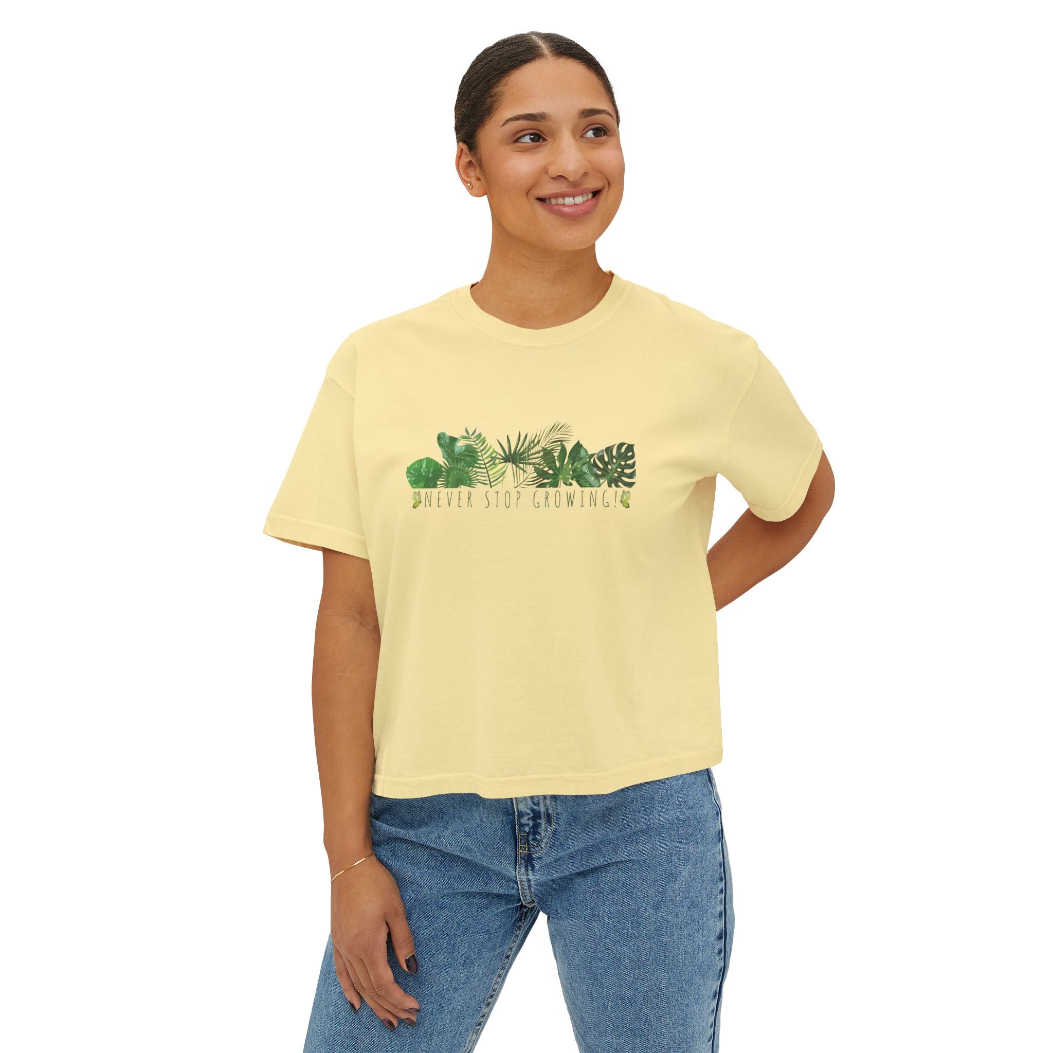 Botanical Boxy Tee: Never Stop Growing