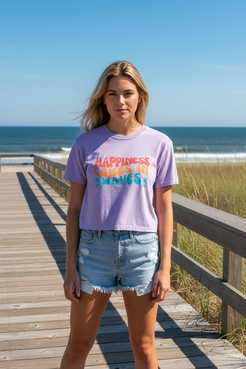 Happiness Comes in Waves Women's Boxy Tee